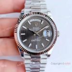 Noob Factory V3 Rolex Day Date II 3255 Fluted Bezel Gray Striped Dial Copy Watch